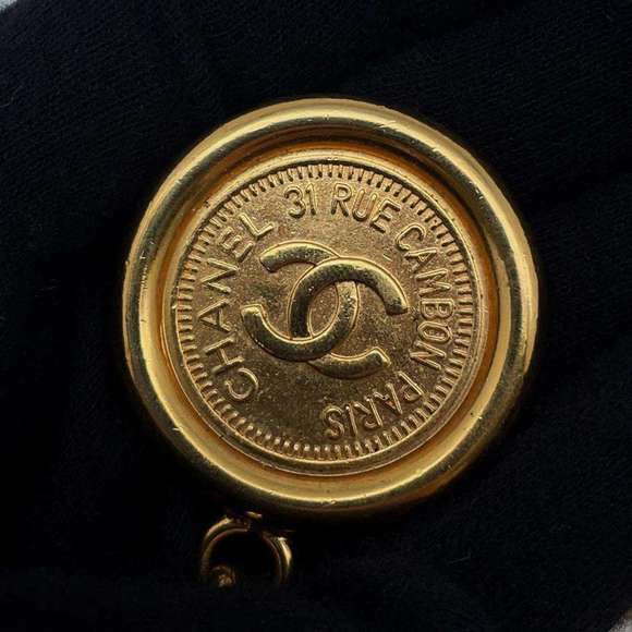 CHANEL Chain Belt Medallion Coco Mark 94P Black Gold Tone 33" France - Picture 9 of 10